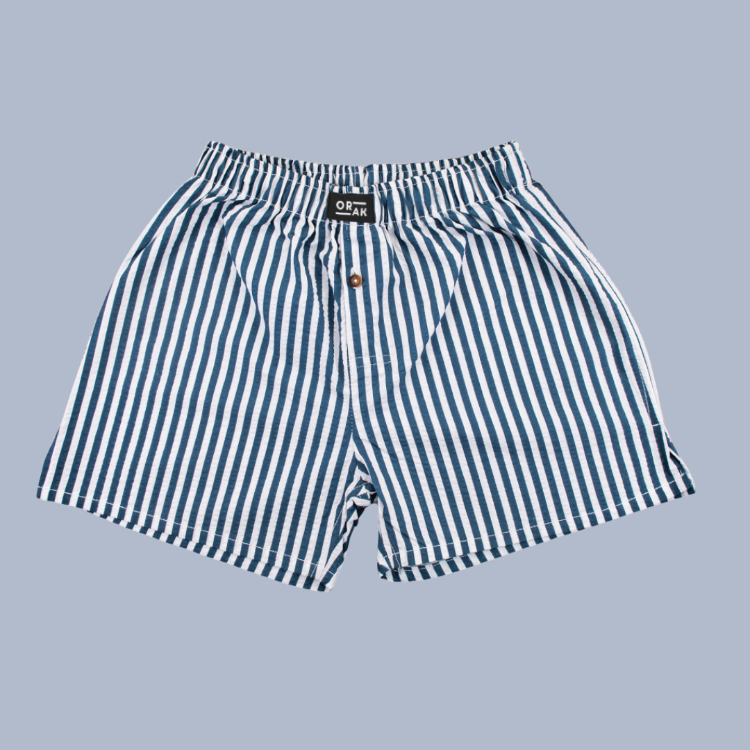 Striped cotton boxer shorts - Blue