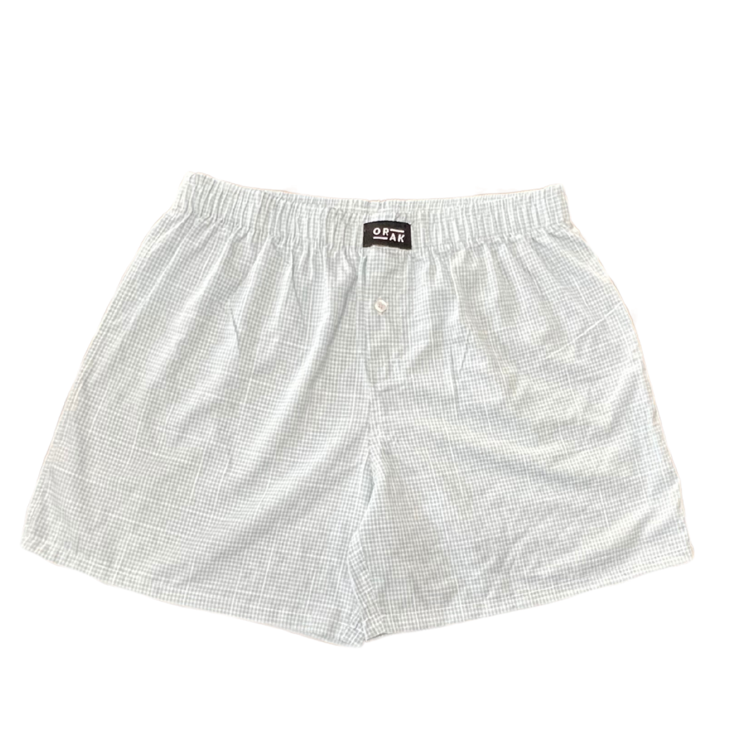 Men’s Classic Cotton Boxer Shorts – Light Green Gingham Check