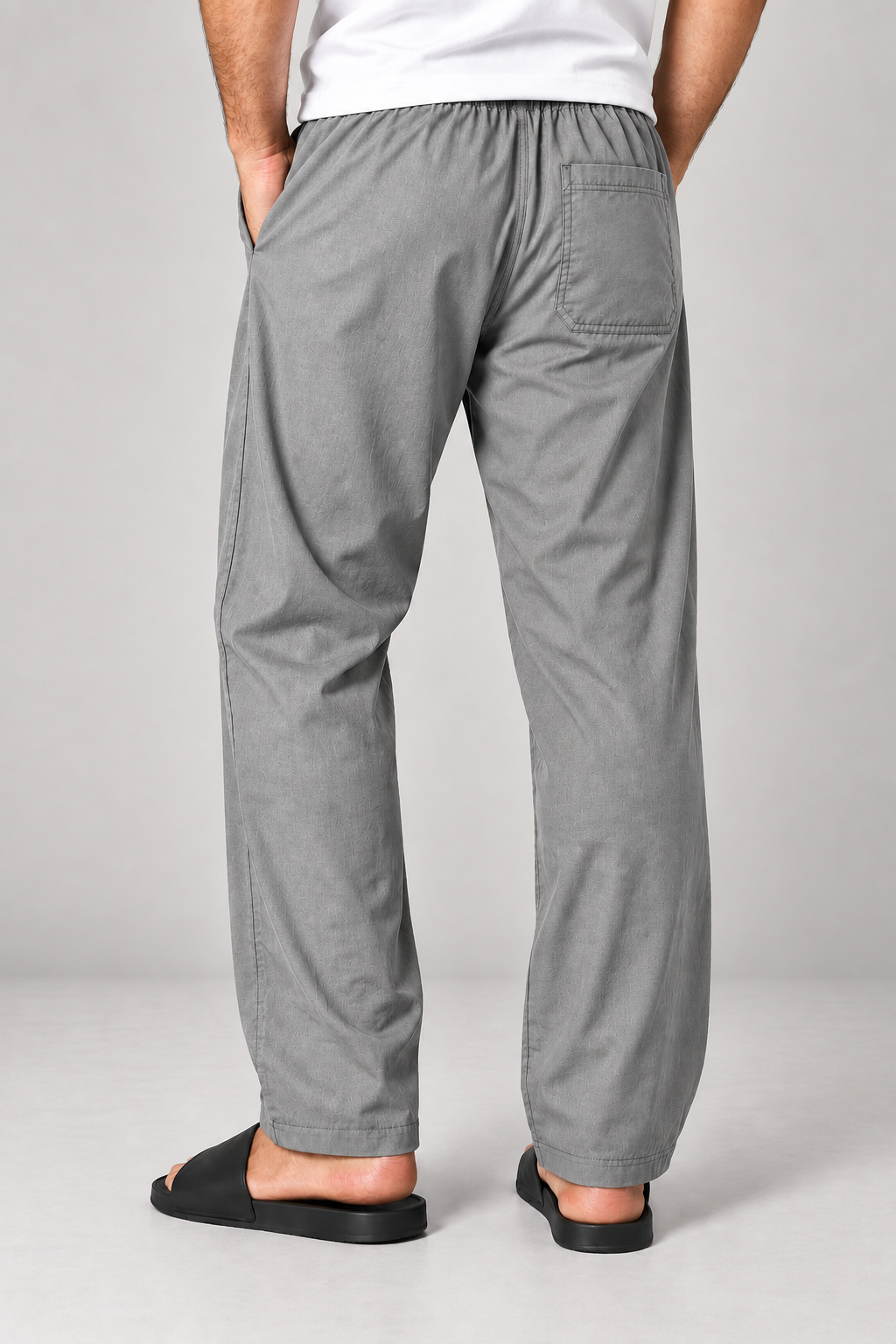 ORAK men's grey drawstring trousers detail