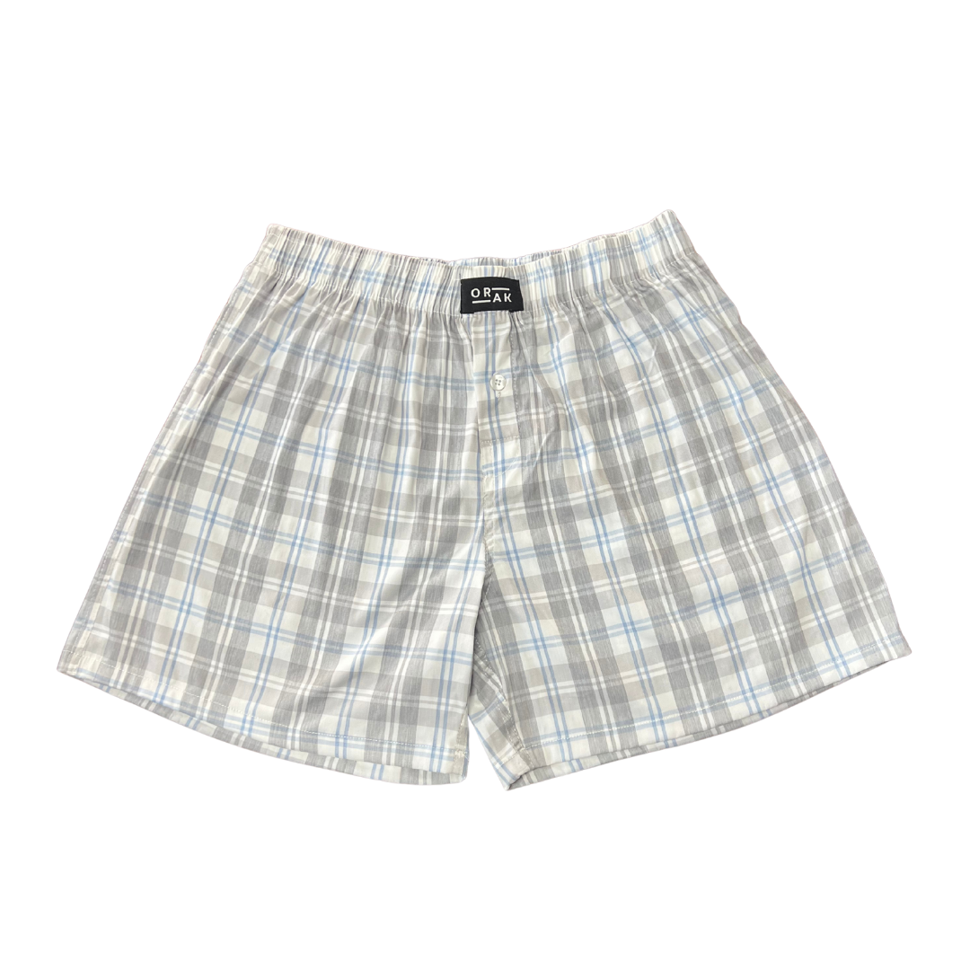 Men Premium Cotton Boxer – Grey Plaid Classic Comfort