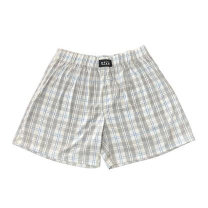 Men Premium Cotton Boxer – Grey Plaid Classic Comfort