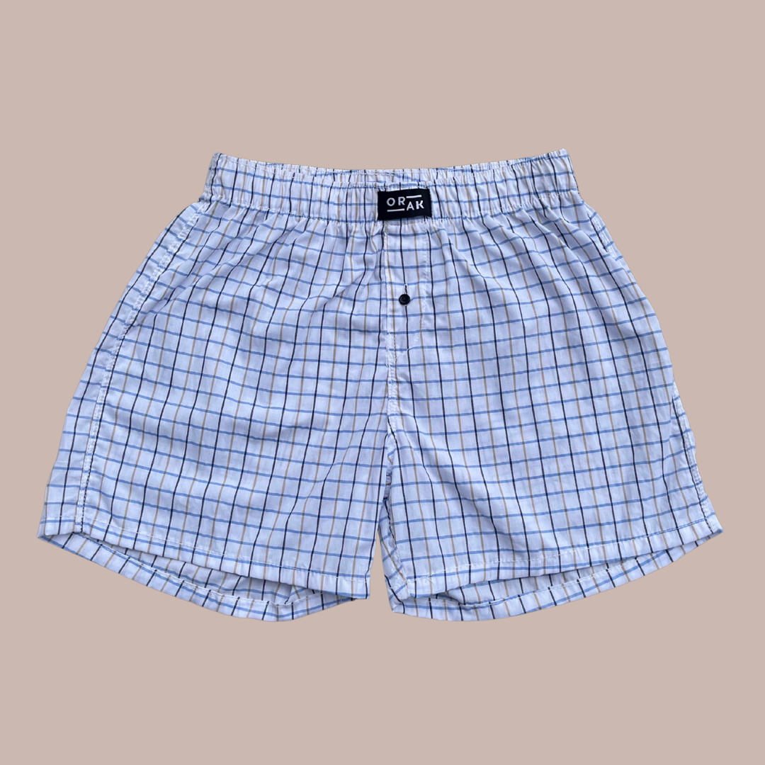Men's Boxer Shorts – White Checkered Cotton Underwear