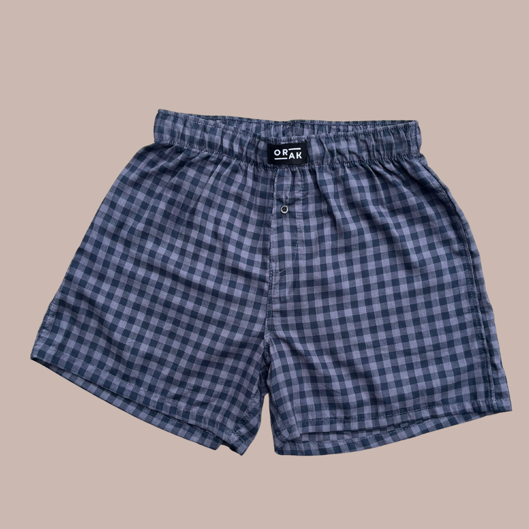 Men's Boxer Shorts – Navy Blue Checkered Cotton Underwear