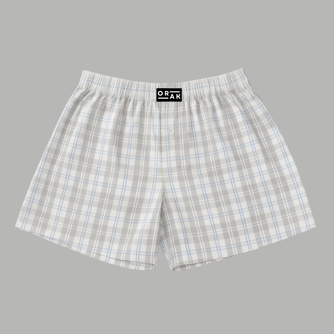 Men Premium Cotton Boxer – Grey Plaid Classic Comfort