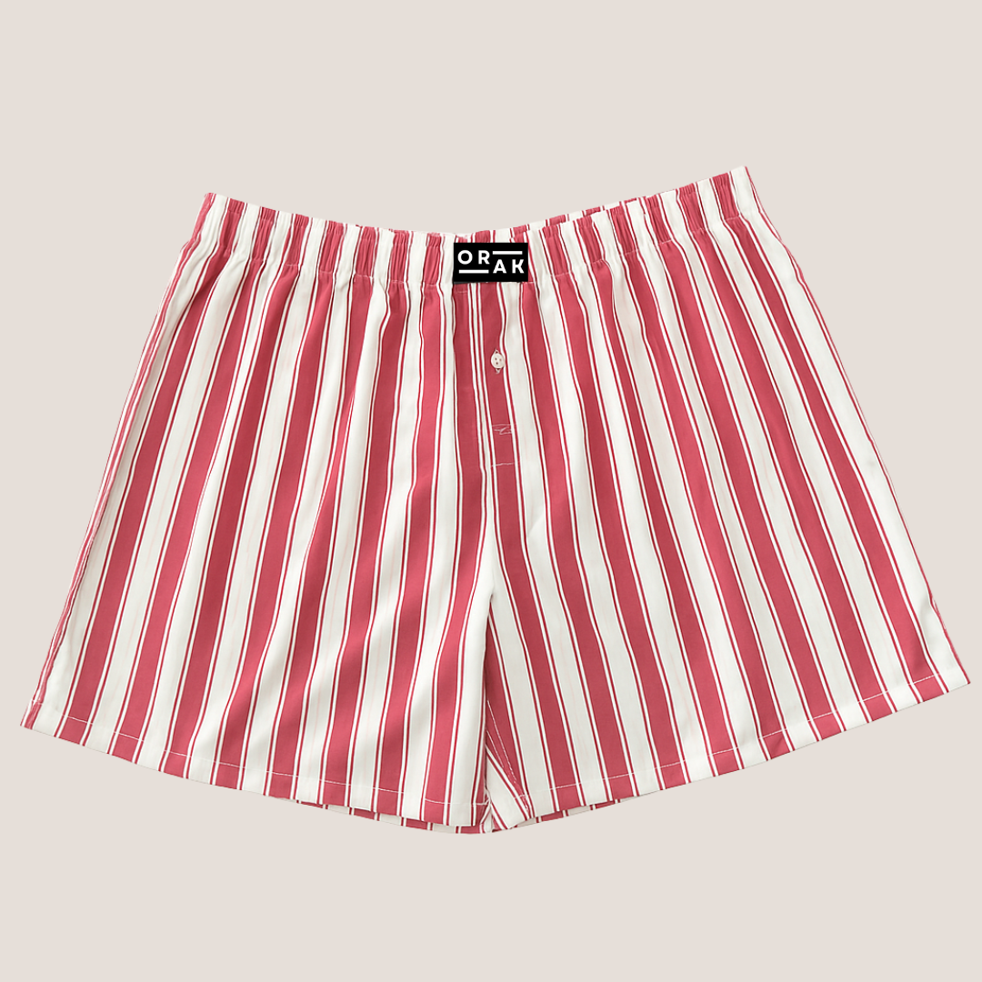 Men’s Premium Cotton Boxer Shorts – Red & White Vertical Stripes