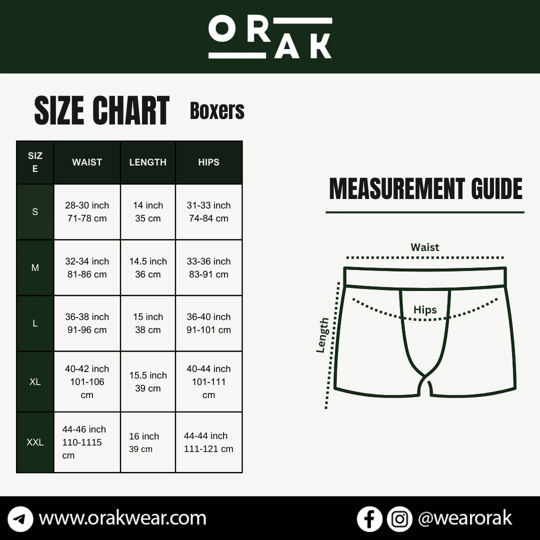 Knitted Boxer - Black Size Chart