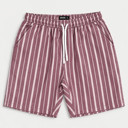 ORAK men's mauve striped casual shorts