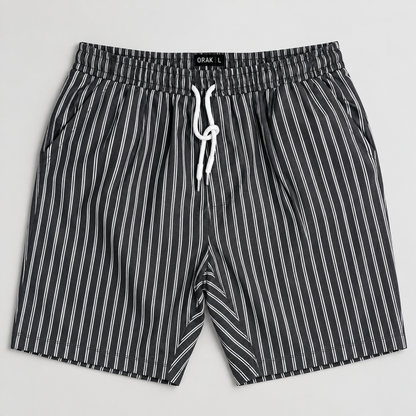 ORAK men's black striped casual shorts