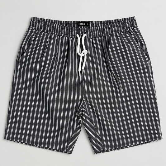 ORAK men's black striped casual shorts