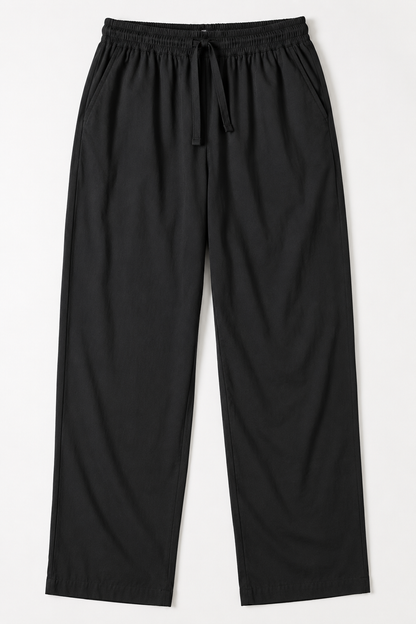 ORAK men's black relaxed woven casual trousers
