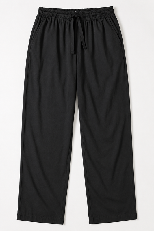 ORAK men's black relaxed woven casual trousers
