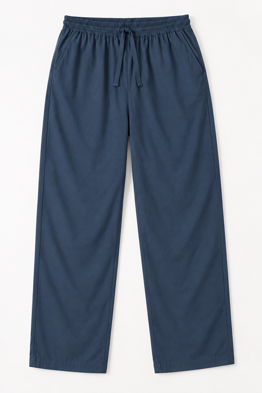 ORAK men's blue relaxed woven casual trousers