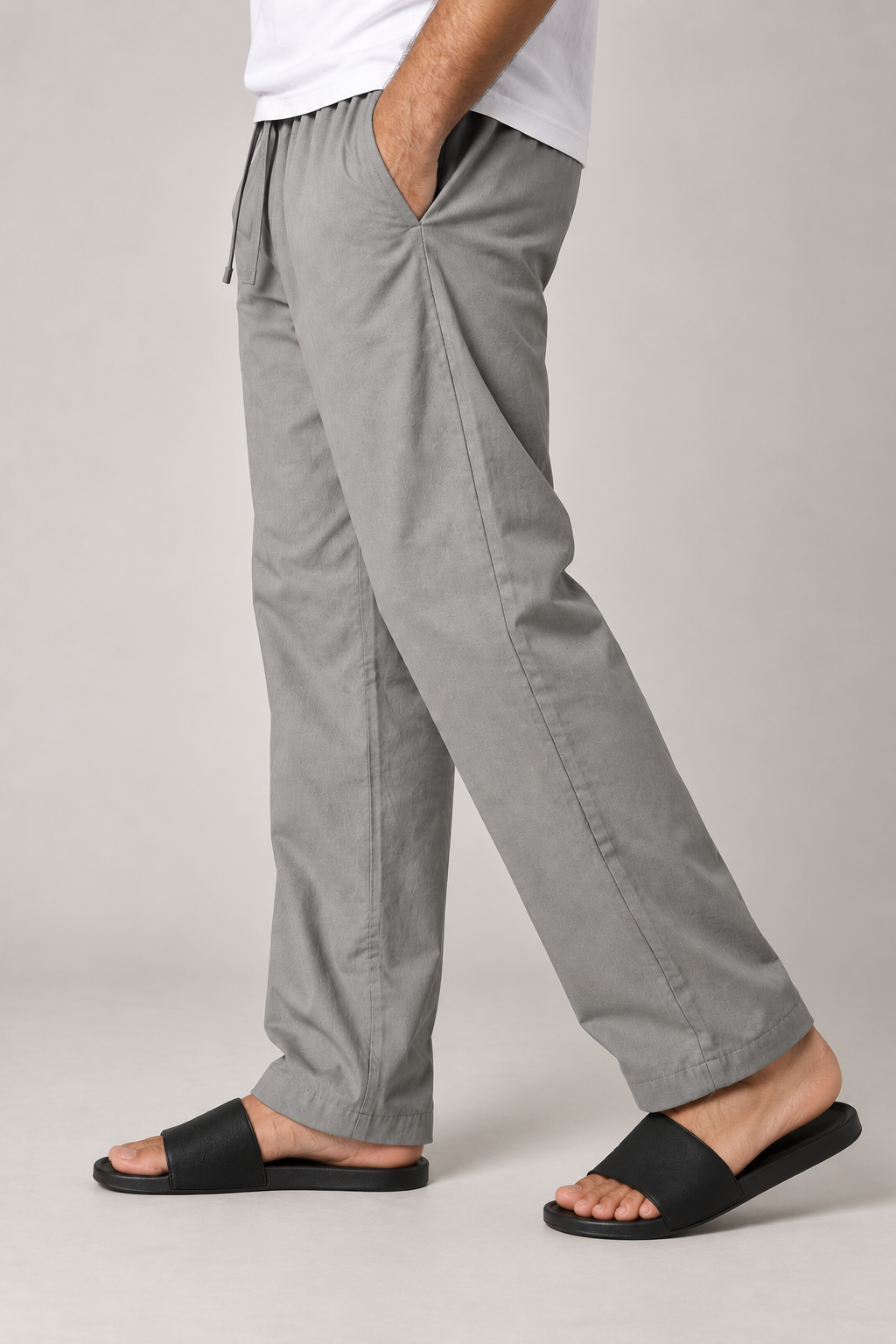 ORAK men's grey woven trousers model view