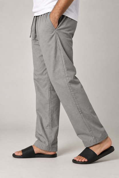 ORAK men's grey woven trousers model view
