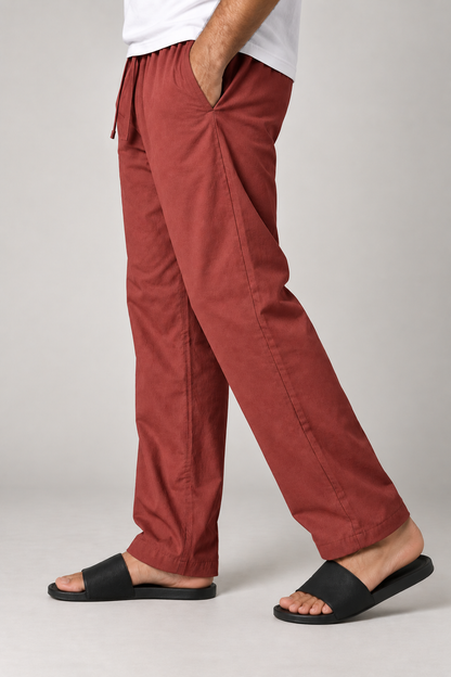 ORAK men's rust woven trousers model view