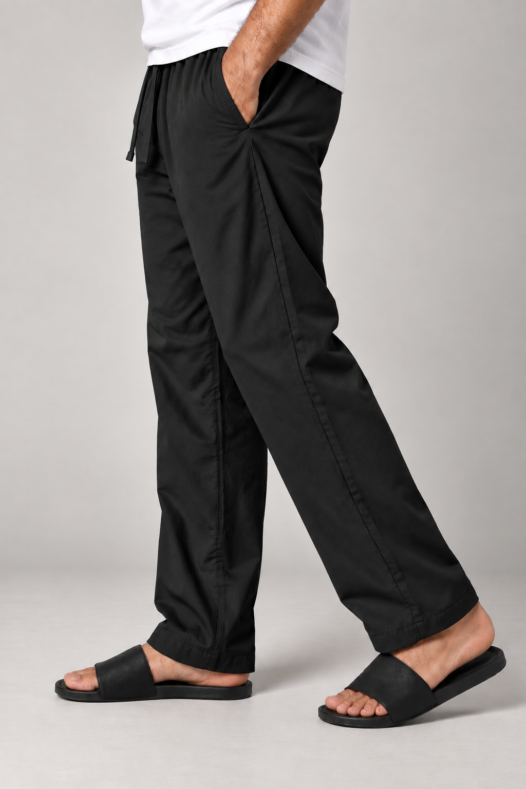 ORAK men's black woven trousers model view