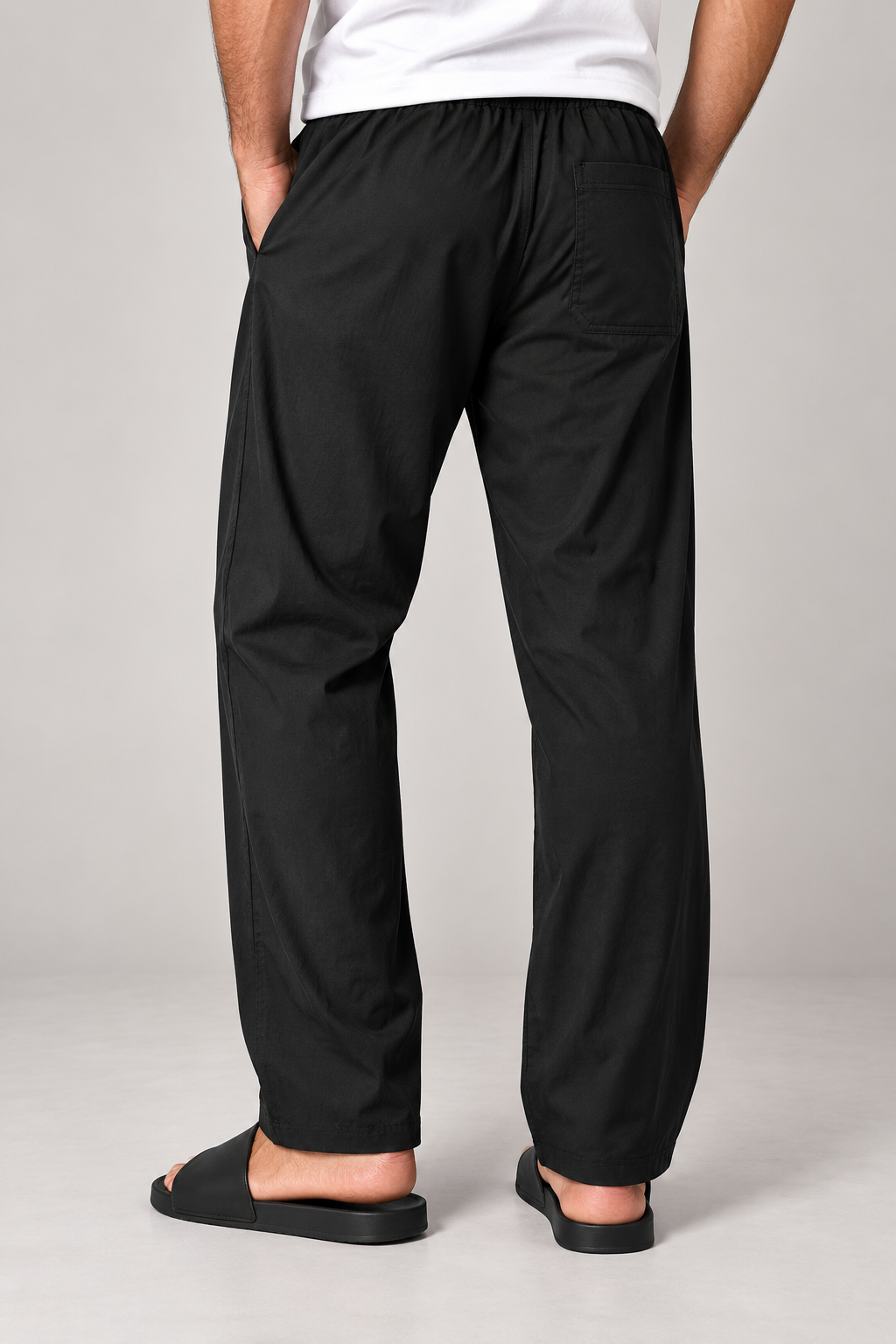 ORAK men's black drawstring trousers detail