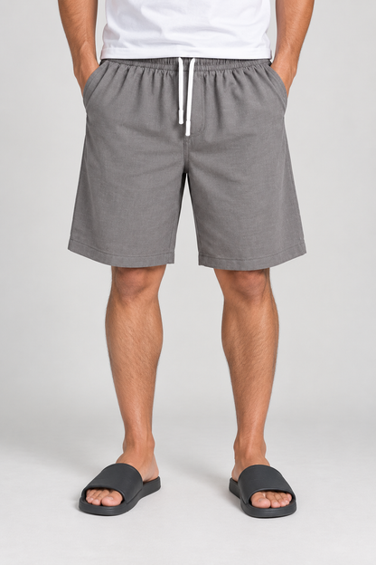 Relaxed Woven Casual Shorts - Grey
