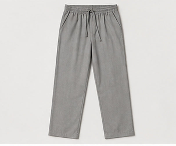 Relaxed Woven Cotton Blend Trousers - Grey