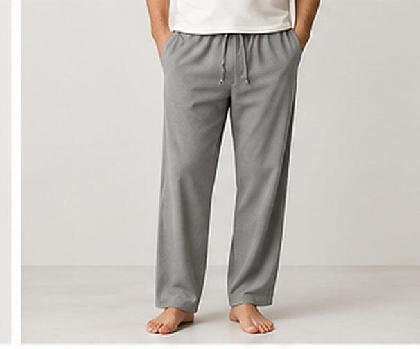 Relaxed Woven Cotton Blend Trousers - Grey