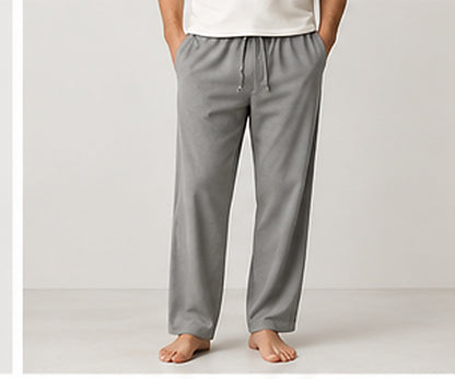 Relaxed Woven Cotton Blend Trousers - Grey