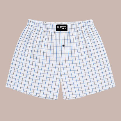 Men's Boxer Shorts – White Checkered Cotton Underwear