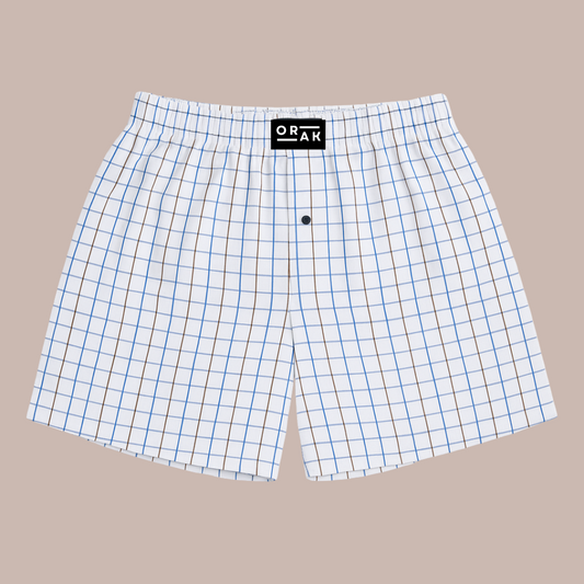 Men's Boxer Shorts – White Checkered Cotton Underwear